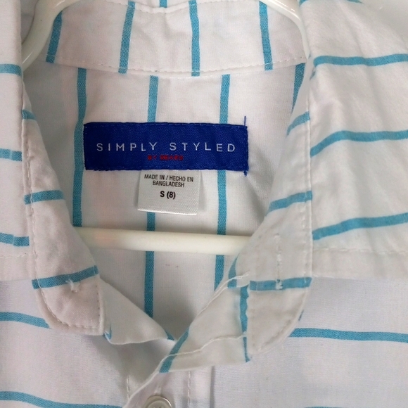 Simply Styled boys button white with blue strips shirt - Picture 3 of 4
